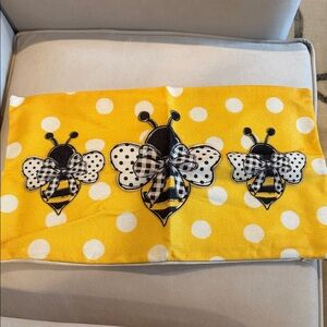 Yellow Polka Dot Bee Pillow Cover